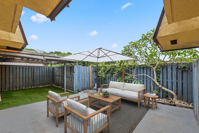 3665 Silver Lace Ln Unit 80, Boynton Beach, FL 33436 - fenced backyard featuring a patio and an outdoor living space