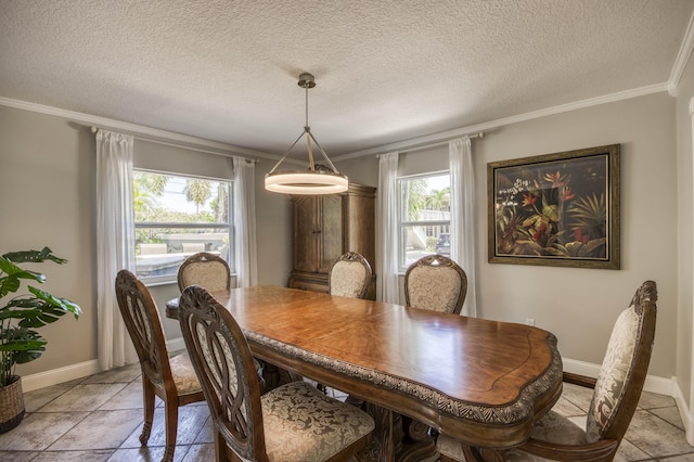 130 S Ocean Breeze, Lake Worth Beach, FL 33460 - dining area with ornamental molding, healthy amount of natural light, a textured ceiling, and stone tile flooring