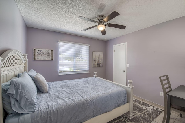 130 S Ocean Breeze, Lake Worth Beach, FL 33460 - bedroom with a textured ceiling, a ceiling fan, and tile patterned floors