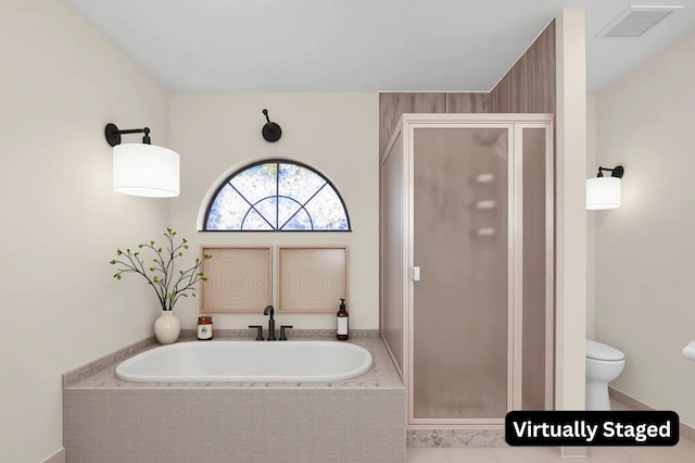 2774 SE Howell Ave, Port Saint Lucie, FL 34952 - full bath with a bath, a stall shower, and tile patterned floors