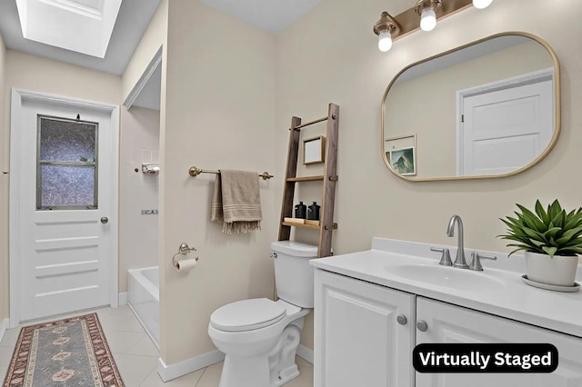 2774 SE Howell Ave, Port Saint Lucie, FL 34952 - full bath featuring vanity, tile patterned flooring, a skylight, and shower / bath combination