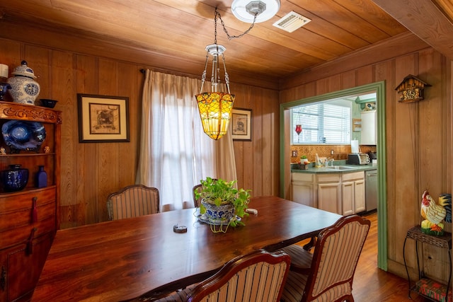 1016 N E St, Lake Worth Beach, FL 33460 - dining room with wooden walls, wood ceiling, and wood finished floors