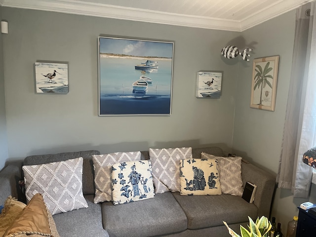 1016 N E St, Lake Worth Beach, FL 33460 - living room featuring ornamental molding and carpet