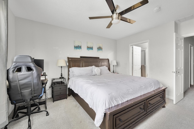 1947 Gardenia Ct, Riviera Beach, FL 33404 - bedroom with light colored carpet, a ceiling fan, and a desk