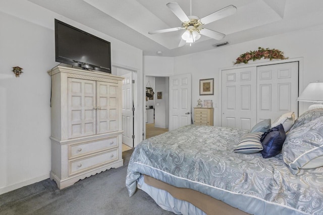 1267 SW Briarwood Dr, Saint Lucie West, FL 34986 - bedroom with carpet floors, a closet, and a ceiling fan