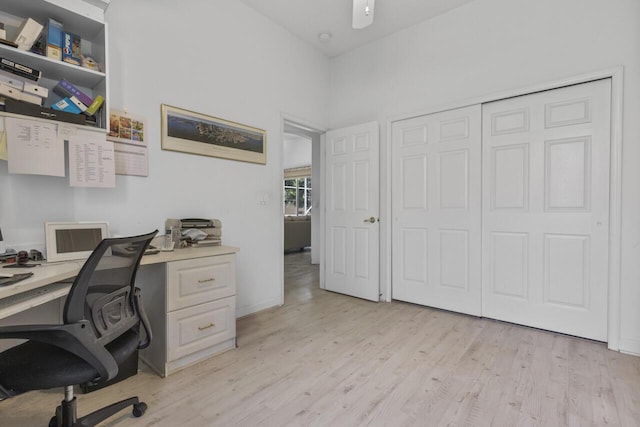 1267 SW Briarwood Dr, Saint Lucie West, FL 34986 - office featuring light wood-style flooring and ceiling fan