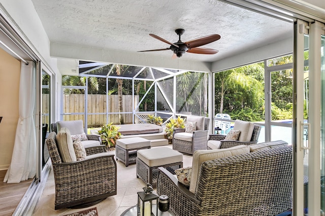 207 Jupiter Woods Dr, Jupiter, FL 33458 - sunroom / solarium with ceiling fan and outdoor lounge area