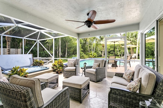 207 Jupiter Woods Dr, Jupiter, FL 33458 - view of patio / terrace with outdoor lounge area, an outdoor pool, and ceiling fan