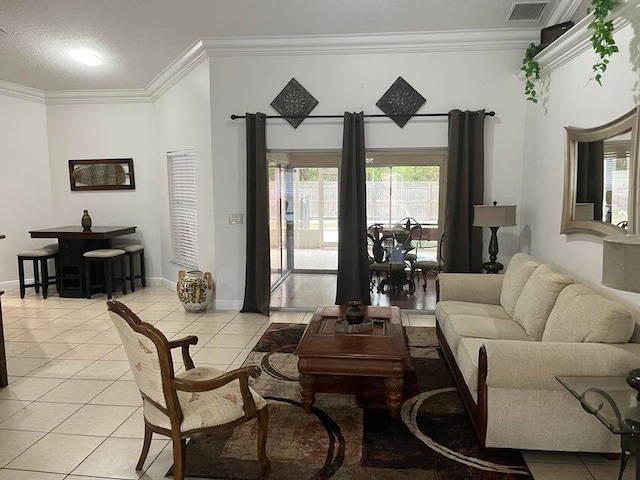 3718 SW Masilunas St, Port Saint Lucie, FL 34953 - living area featuring light tile patterned flooring and crown molding