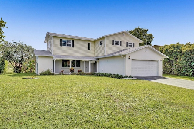 4110 NW 10th St, Delray Beach, FL 33445 - traditional-style house with concrete driveway, an attached garage, a front lawn, and stucco siding