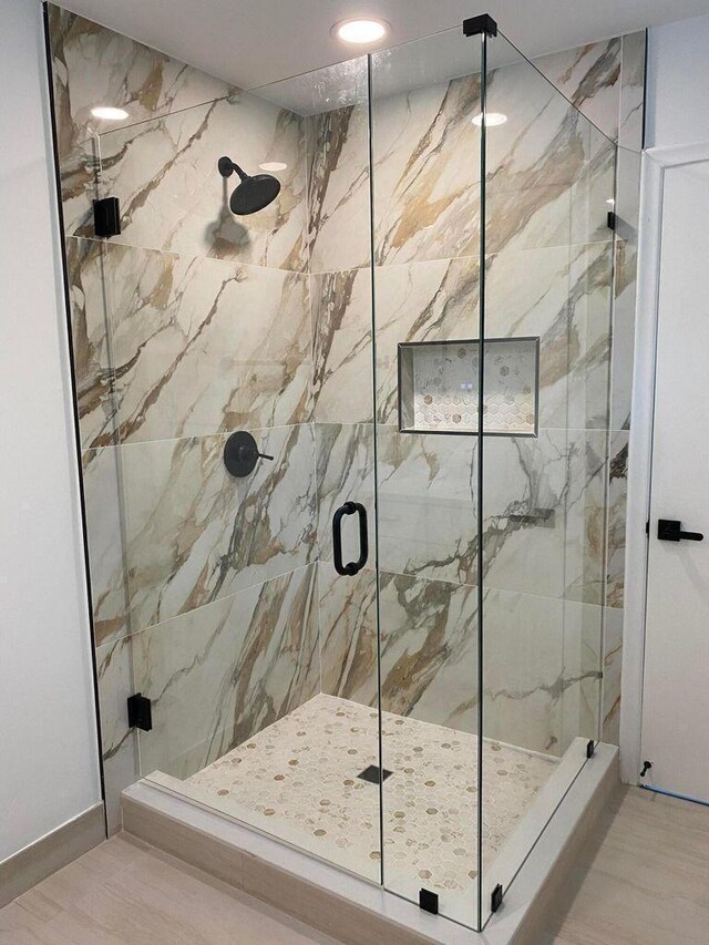 4110 NW 10th St, Delray Beach, FL 33445 - full bath featuring a marble finish shower and recessed lighting