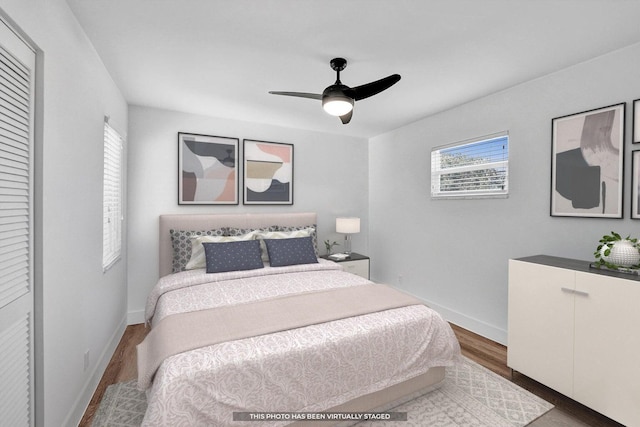 4110 NW 10th St, Delray Beach, FL 33445 - bedroom featuring wood finished floors and ceiling fan