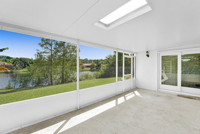 4110 NW 10th St, Delray Beach, FL 33445 - unfurnished sunroom with a water view and a skylight