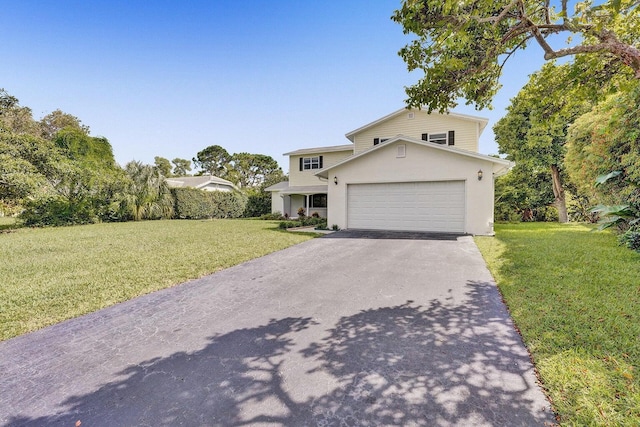 4110 NW 10th St, Delray Beach, FL 33445 - traditional-style home with asphalt driveway, a front yard, an attached garage, and stucco siding