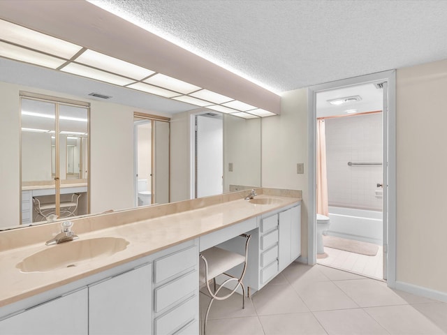 5869 Sugar Palm A Ct Unit A, Delray Beach, FL 33484 - full bath featuring double vanity, tile patterned floors, shower / bath combo, and a textured ceiling
