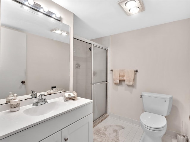 5869 Sugar Palm A Ct Unit A, Delray Beach, FL 33484 - bathroom featuring vanity, a stall shower, and tile patterned flooring