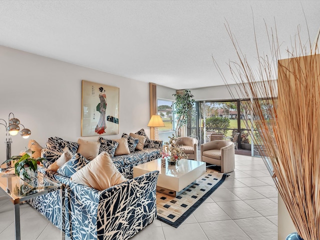 5869 Sugar Palm A Ct Unit A, Delray Beach, FL 33484 - living room featuring tile patterned floors and a textured ceiling