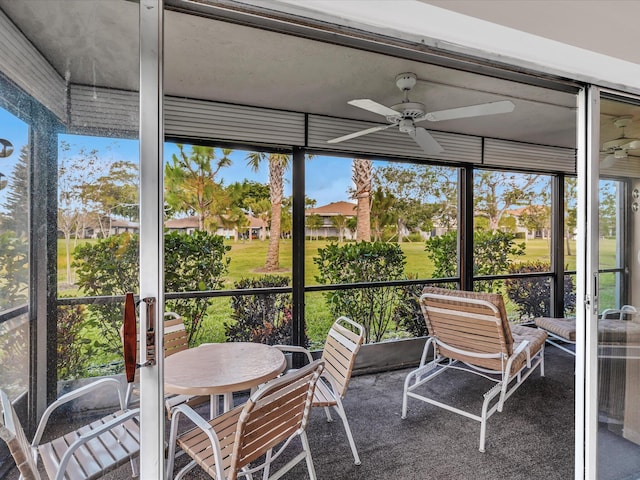 5869 Sugar Palm A Ct Unit A, Delray Beach, FL 33484 - sunroom / solarium featuring a ceiling fan, healthy amount of natural light, and a residential view