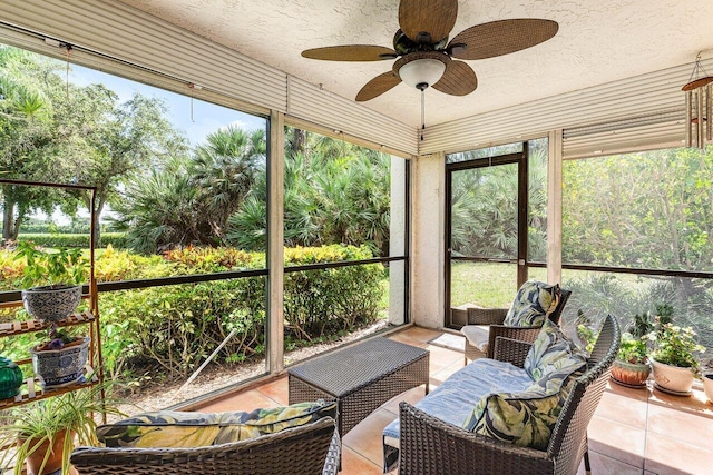 6662 Boca Del Mar Dr Unit 118, Boca Raton, FL 33433 - sunroom with ceiling fan and an outdoor living space