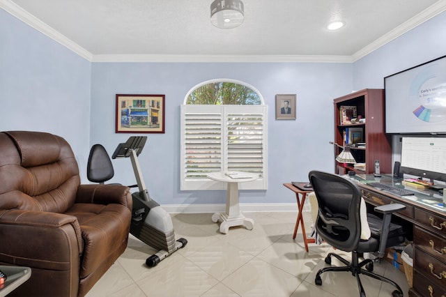 2 Fairway Dr, Boynton Beach, FL 33436 - office space featuring crown molding, light tile patterned flooring, and recessed lighting