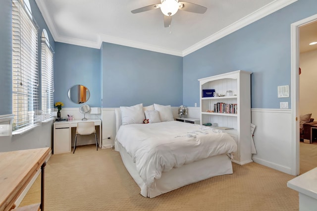 6404 Dorsay Ct, Delray Beach, FL 33484 - bedroom featuring carpet flooring, ornamental molding, multiple windows, and ceiling fan