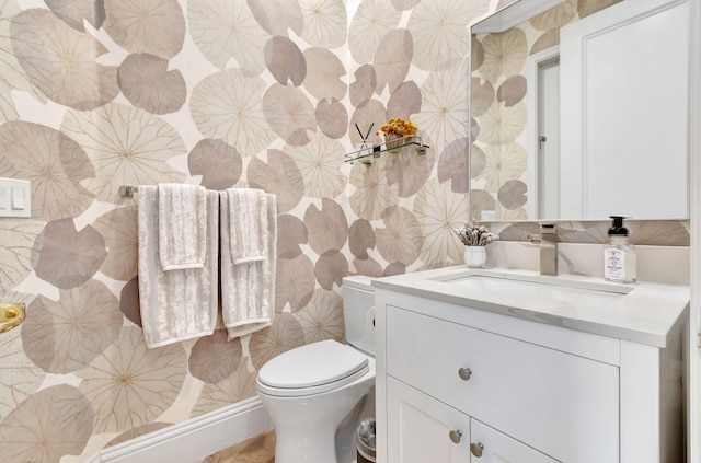 6404 Dorsay Ct, Delray Beach, FL 33484 - bathroom with wallpapered walls and vanity
