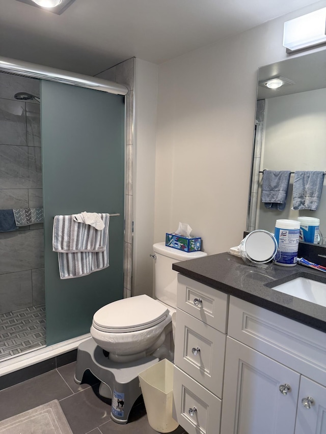 3007 Yarmouth Unit A, Boca Raton, FL 33434 - full bathroom featuring a stall shower, vanity, and tile patterned flooring