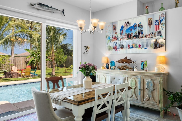 2051 SW Pruitt St, Port Saint Lucie, FL 34953 - dining room with a chandelier and wood finished floors