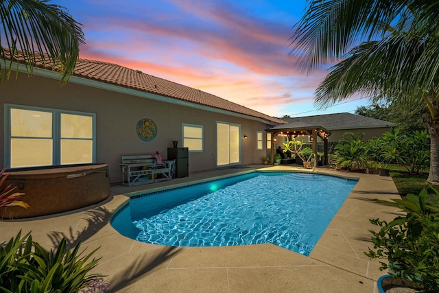 2051 SW Pruitt St, Port Saint Lucie, FL 34953 - swimming pool with a gazebo, a patio area, and a covered hot tub