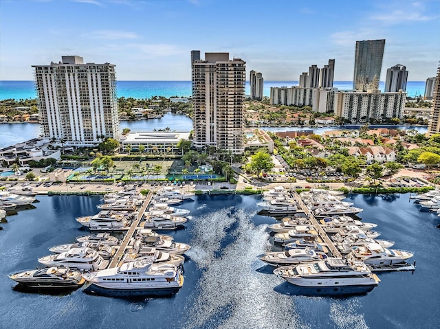 19667 Turnberry Way Unit 10C, Aventura, FL 33180 - view of urban area with a large body of water and a marina