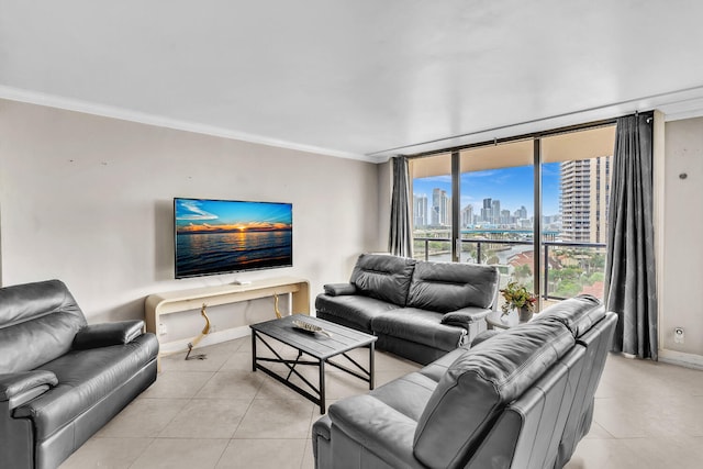 19667 Turnberry Way Unit 10C, Aventura, FL 33180 - living area featuring crown molding and light tile patterned floors