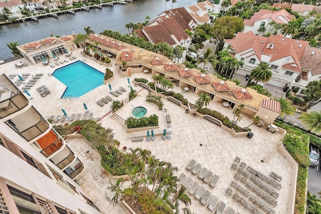 19667 Turnberry Way Unit 10C, Aventura, FL 33180 - aerial perspective of suburban area with a nearby body of water and a pool