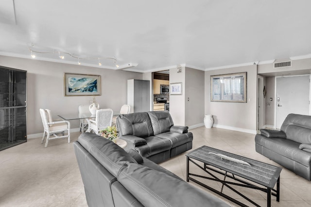 19667 Turnberry Way Unit 10C, Aventura, FL 33180 - living room with ornamental molding and light tile patterned floors