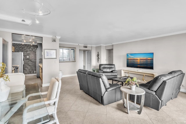 19667 Turnberry Way Unit 10C, Aventura, FL 33180 - living room featuring crown molding and light tile patterned floors
