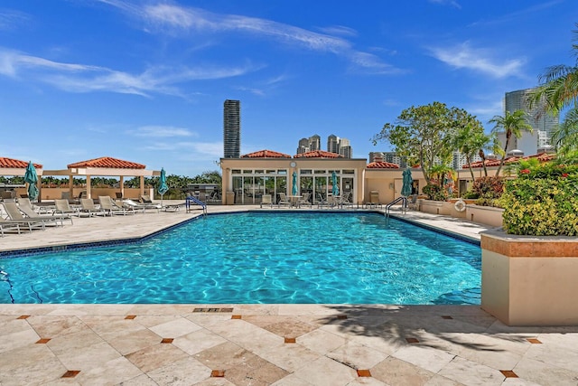 19667 Turnberry Way Unit 10C, Aventura, FL 33180 - community pool featuring a gazebo and a patio area