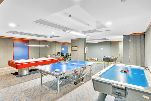 19667 Turnberry Way Unit 10C, Aventura, FL 33180 - playroom with billiards table, recessed lighting, and a tray ceiling