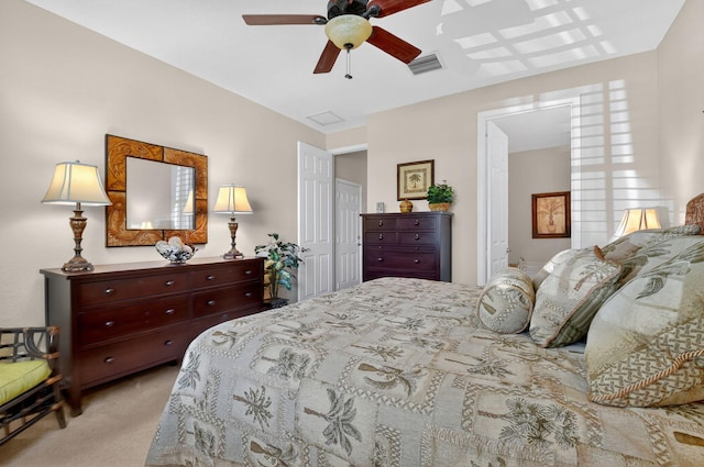 7271 Briella Dr, Boynton Beach, FL 33437 - bedroom with light carpet and a ceiling fan