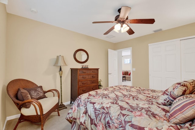 7271 Briella Dr, Boynton Beach, FL 33437 - bedroom with a closet, carpet floors, and a ceiling fan