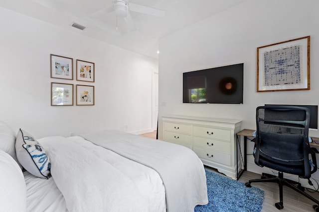 17742 Evangeline Ave, Jupiter, FL 33458 - bedroom with light wood-style floors, ceiling fan, and recessed lighting