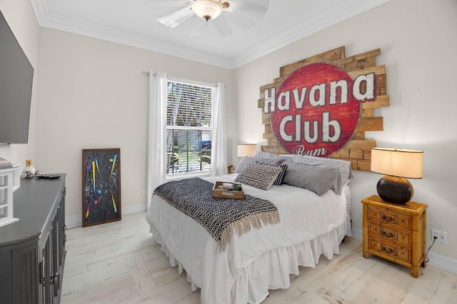 2002 Valencia Dr, Delray Beach, FL 33445 - bedroom featuring crown molding and a ceiling fan