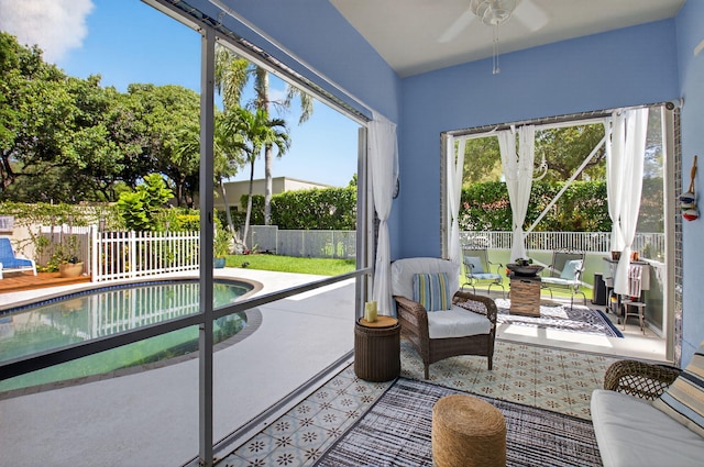 2002 Valencia Dr, Delray Beach, FL 33445 - sunroom / solarium with a ceiling fan