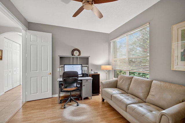 11291 Barca Blvd, Boynton Beach, FL 33437 - office space featuring ceiling fan, arched walkways, and light wood finished floors