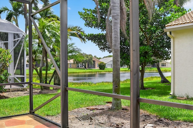 11291 Barca Blvd, Boynton Beach, FL 33437 - view of green lawn featuring a water view and a lanai