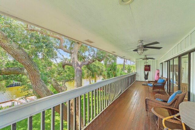 2438 Inland Cove Rd, Palm Beach Gardens, FL 33410 - balcony featuring a water view and a ceiling fan