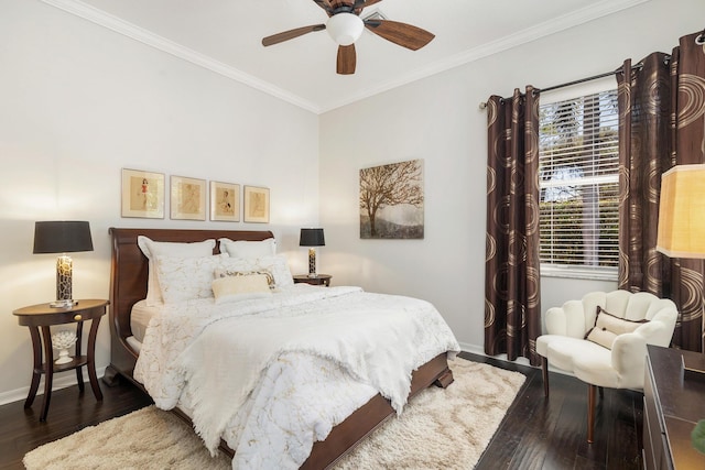 63 Lake Eden Dr, Boynton Beach, FL 33435 - bedroom featuring hardwood / wood-style floors, crown molding, and a ceiling fan