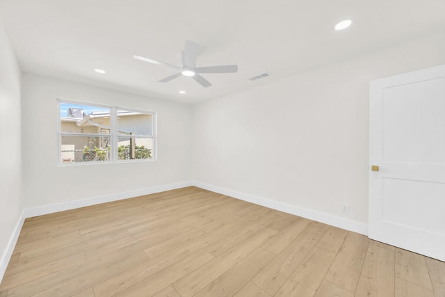400 Riverside Dr, Palm Beach Gardens, FL 33410 - empty room featuring light wood finished floors, ceiling fan, and recessed lighting