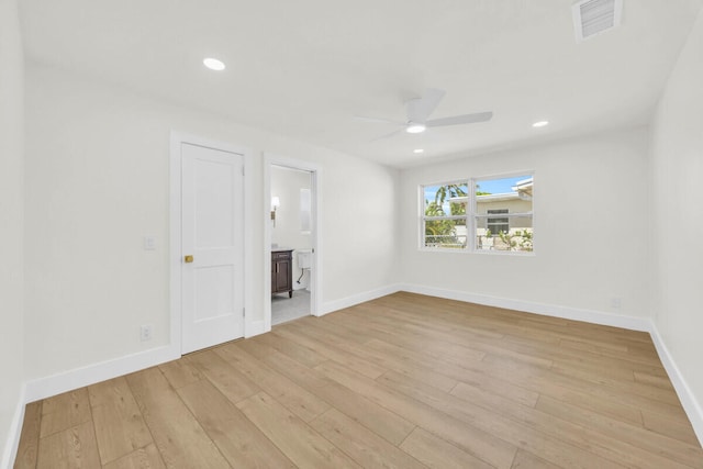 400 Riverside Dr, Palm Beach Gardens, FL 33410 - unfurnished room featuring light wood-style flooring, a ceiling fan, and recessed lighting