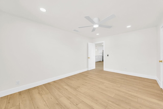 400 Riverside Dr, Palm Beach Gardens, FL 33410 - unfurnished room with ceiling fan, light wood-style floors, and recessed lighting