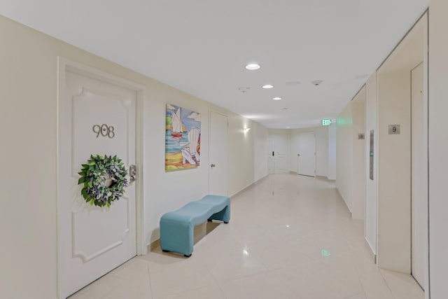 4101 N Ocean Blvd Unit 908, Boca Raton, FL 33431 - corridor with recessed lighting and light tile patterned floors