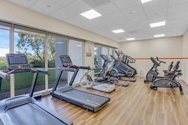 4101 N Ocean Blvd Unit 908, Boca Raton, FL 33431 - gym with wood finished floors and a paneled ceiling